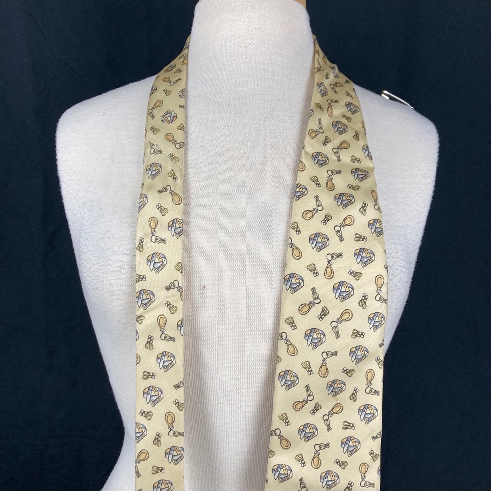 Longchamp men’s key and belt printed silk tie - Picture 3 of 9
